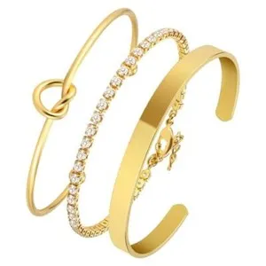 Authentic Celestial Trinity Gold Cuff Stack - Harmonic Alignment & Abundance Amulets
