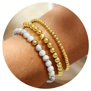 Authentic Trinity of Calm - White Howlite and 14K Gold Sacred Bead Talisman Set