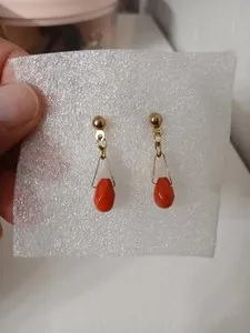 Authentic Tears of the Ocean Sun: Vintage Salmon Coral Drop Earrings in Sacred Gold