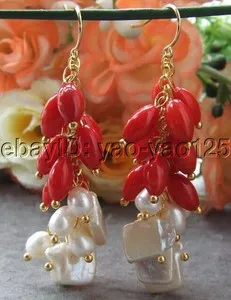 Authentic The Mystical Pearl and Coral Earrings - A Sacred Dance of Protection and Beauty