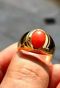 Authentic The Crimson Sigil: Gold-Plated Moonga Signet of Vitality