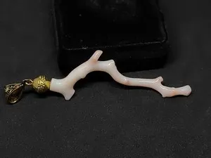 Authentic Tides of Purity - Handcrafted White Coral Gemstone Stick Talisman in Radiant Gold