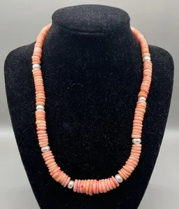 Authentic Radiant Dawn Coral and Pearl Sacred Current Necklace