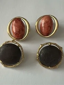 Authentic Solar Vitality Clip Earrings - Crimson Essence and Obsidian Void Talismans