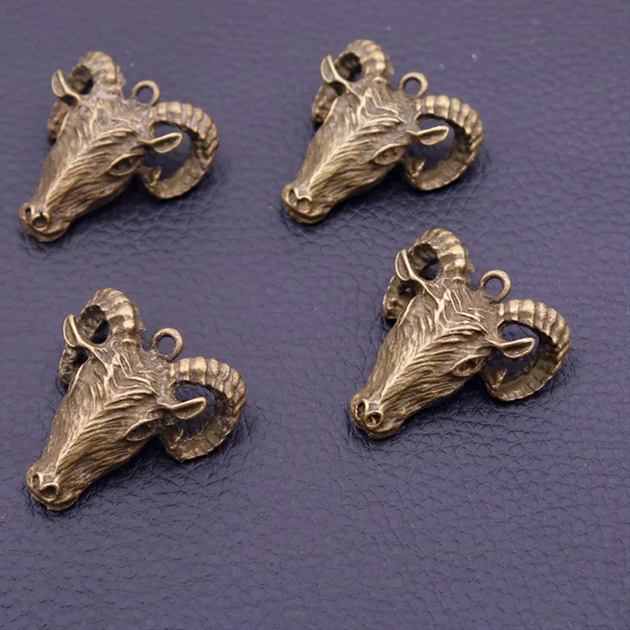 Authentic WKOUD 3pcs Antique Bronze Color 3D Ram Head Charm Vintage Necklace Bracelet DIY Metal Jewelry Pendant Accessories A1791