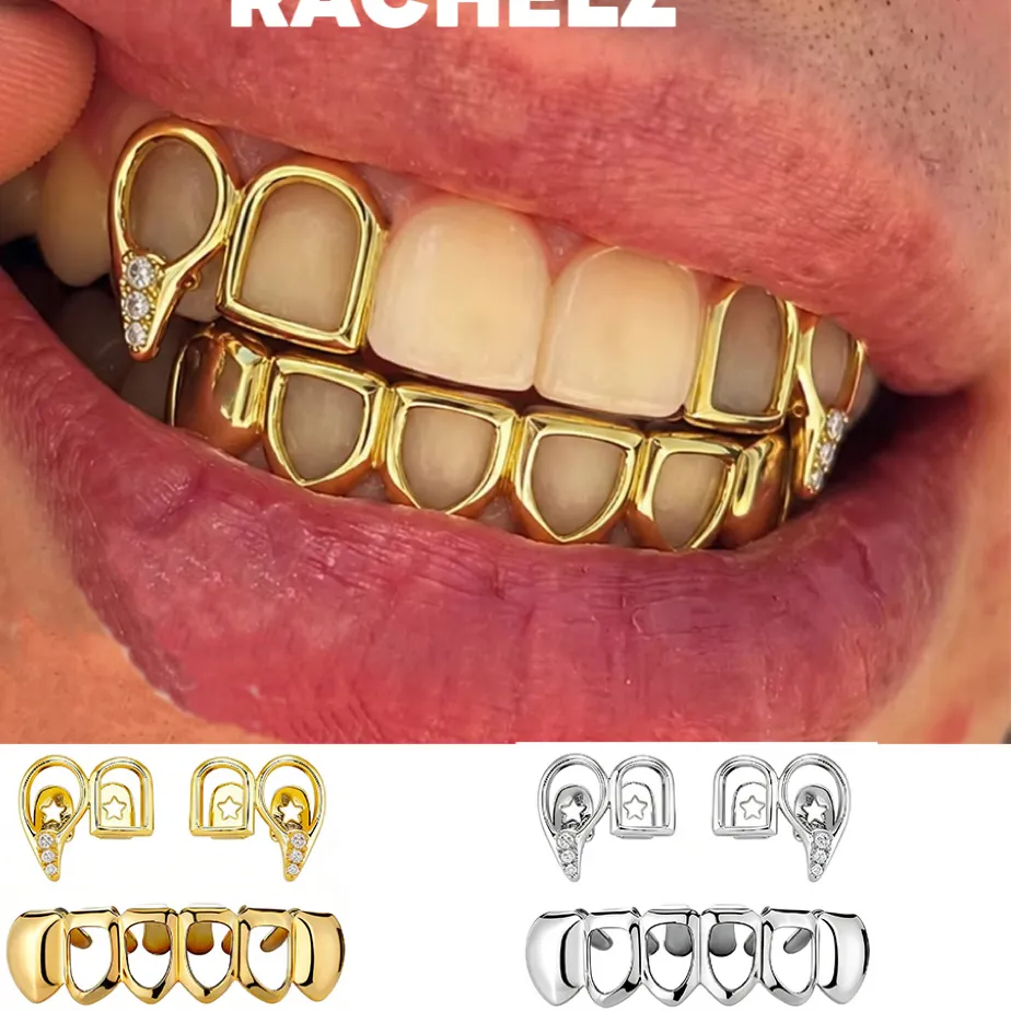 Authentic Grin of Protection: 3PCS Zircon Tooth Fangs