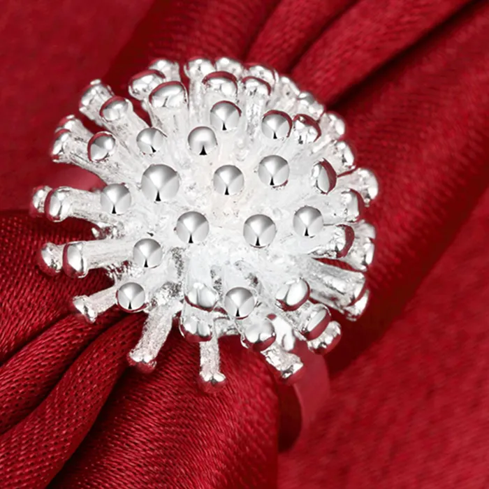 Authentic Celestial Firework Coral Ring - Sacred Silver Talisman of Passion and Eternity