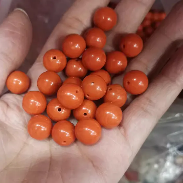 Authentic 5pieces orange red Coral round 8/10/12mm full hole for DIY jewelry making loose beads FPPJ nature gemstone