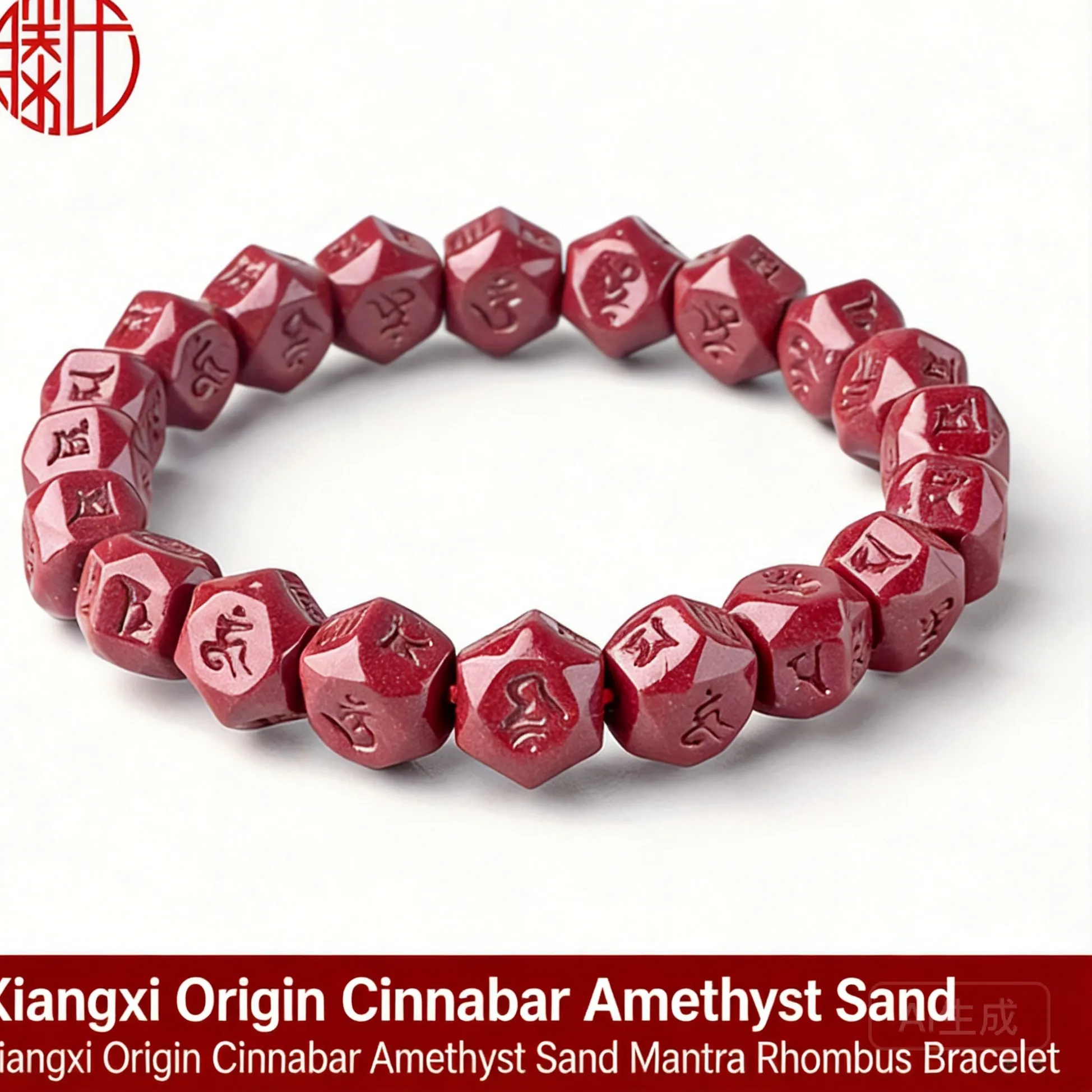 Authentic Celestial Zodiac Cinnabar Mantra Bracelet - Sacred Six True Words Faceted Amulet