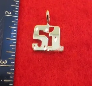 Authentic 14KT GOLD PLATED NUMBER "51" DIAMOND CUT CHARM