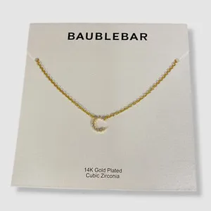 Authentic $51 BaubleBar Women's 14k Gold Plated Nora Cubic Zirconia Initial "C" Necklace