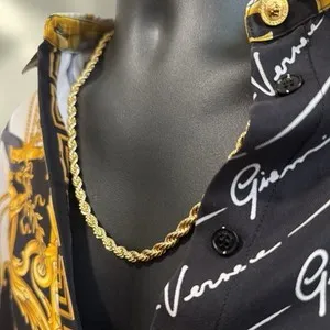 Authentic 14K Gold Plated Rope Chain Necklace 24” 6mm - Stamped 14K...approx 51 Grams.