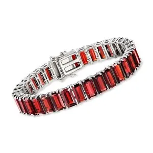 Authentic Vitality's Flame Bracelet - Crimson Garnet Passion Talisman in 14K White Gold Plated Harmony
