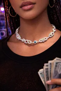 Authentic 5AAA+ CZ Ice Out Hop Hip Star Eye Infinity Cuban Chain 14k Real Gold Plated