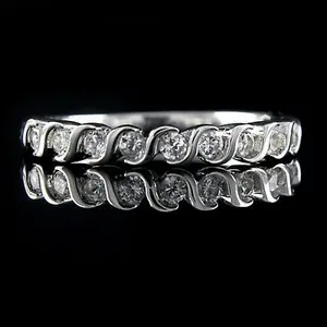 Authentic Cubic Zirconia Engagement Band Ring 14K White Gold Plated Sterling