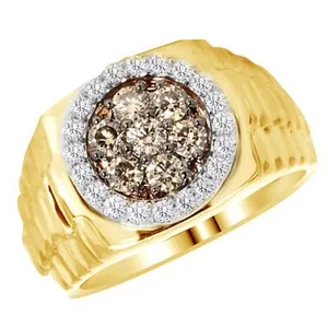 Authentic Men's Simulated Brown & White Diamond Weddg Band Rg 14K Rose Gold Plated 1 Ct