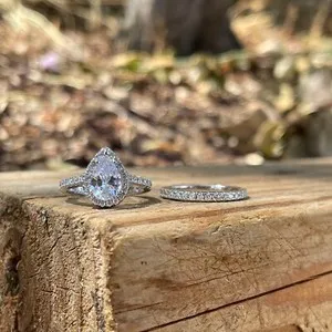Authentic The Eternal Union Pear Moissanite Talisman Ring Set