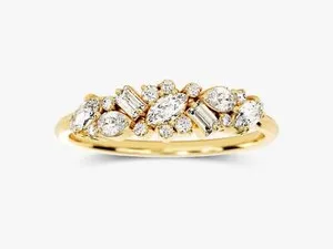 Authentic Vintage Cluster Wedding Ring 14KYellow Gold Plated Multi Stone Half Eternity Ban