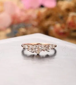 Authentic Celestial Cluster Dainty Wedding Band in 14K Rose Gold Plate
