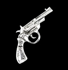 Authentic Pistol brooch vintage look silver gold plated retro gun broach pin power ggg18