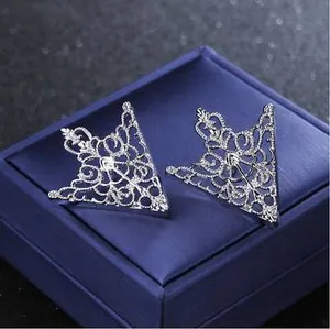 Authentic Silver gold plated triangle designer collar pin creative shirt brooch ggg3