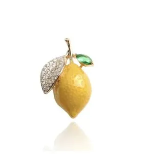 Authentic Valentine lemon brooch vintage look celebrity broach gold plated pin ggg89