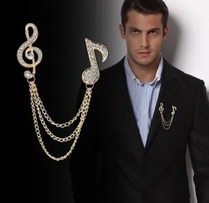 Authentic Music brooch vintage look gold plated suit coat broach collar cross pin ggg42