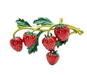 Authentic Strawberry brooch vintage look gold plated suit coat broach celebrity pin ggg58
