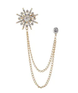 Authentic Star designer brooch stunning gold silver plated vintage look diamonte pin ggg67