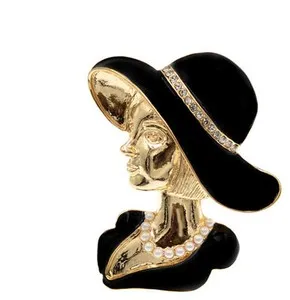 Authentic Pretty lady personality brooch retro vintage look gold plated royal pin ggg23