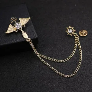 Authentic Angel wings brooch stunning gold silver plated vintage look diamonte pin ggg63