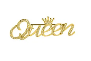 Authentic Queen jubilee brooch vintage look celebrity broach gold silver plated pin ggg82
