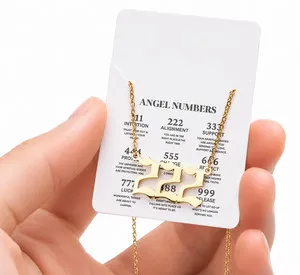 Authentic Custom Gothic Old English Number Necklace Gold Plated Pendant