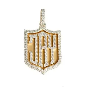 Authentic 3Ct Round Cut Real Moissanite Custom Letter Men's Pendant 14K Yellow Gold Plated