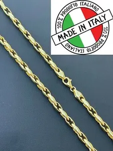 Authentic 14k Gold Plated 925 Silver 5mm Custom Anchor Rolo Link Chain Necklace Bracelet