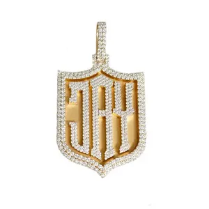 Authentic Men's 2Ct Round Cut Real Moissanite Custom Letter Pendant 14K Yellow Gold Plated