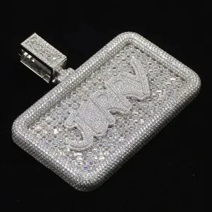 Authentic 3.2Ct Round Cut Real Moissanite Custom Any Letter Pendant 14K White Gold Plated
