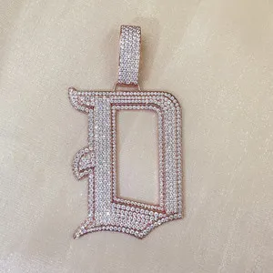 Authentic 3Ct Round Cut Real Moissanite Custom Letter Men's Pendant 14K Rose Gold Plated
