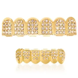 Authentic Custom Fit 18k Gold Plated Hip Hop Teeth Grillz Caps Top & Bottom Grill Set