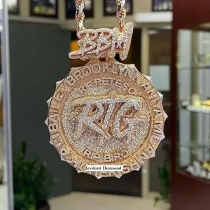 Authentic 7Ct Round Cut Real Moissanite Men's Custom Letter Pendant 14K Rose Gold Plated