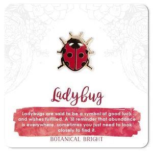 Authentic Ladybug Enamel Pin - Gold Plated Nature Jewelry - Garden, Insect, & Bug Brooch