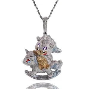 Authentic Hip Hop Cute Pendant Necklace 5A Zirconas 18K Gold Plated Women Men Jewelry