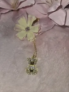 Authentic Cute Sparkling Animal Bear Cartoon Gold Plated Pendant Necklace