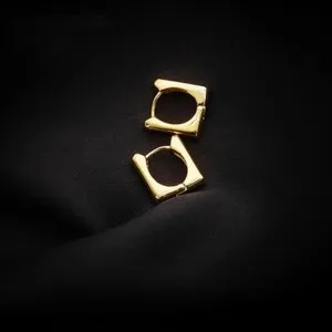Authentic Guardian of Innocence: 18K Gold Plated Square Huggie Earring