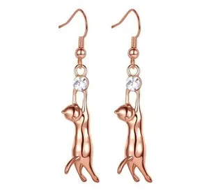 Authentic Celestial Feline Guardian Earrings - Rose Gold Intuition and Grace Talismans