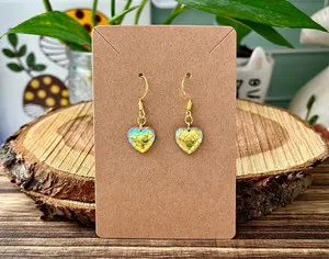 Authentic 18K Gold Plated Mermaid Fish Scale Heart Cute Fun Kawaii Ocean Handmade Earrings