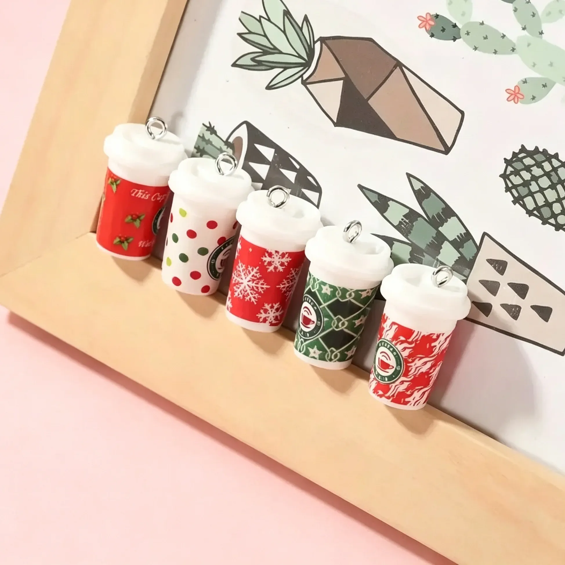Authentic 10Pcs Mini Simulation Coffee Cup Resin Charms Cute Drink Pendants For DIY Necklace Bracelet Keychain Craft