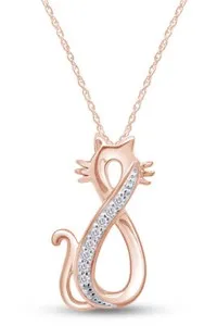 Authentic Celestial Feline Infinity Amulet - Rose Gold Diamond Charm for Boundless Intuition