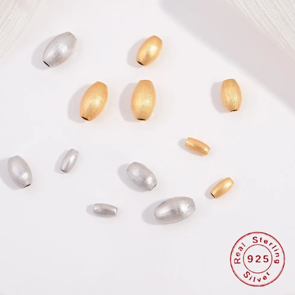 Authentic S925 Sterling Silver Oval Bead DIY Handmade Bracelet And Necklace Beading Jewelry Materials SZ180