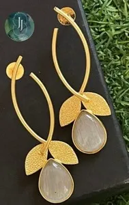 Authentic Gilded Foliage Dangle Earrings of Whispering Groves